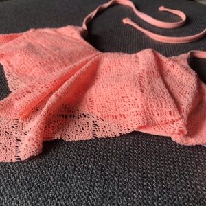 Xhilaration Bright Coral Lace Swim Top, Size XS
